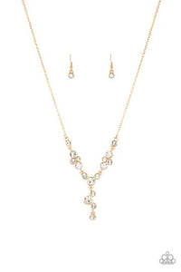 Paparazzi Five-Star Starlet Gold White Rhinestones Necklace