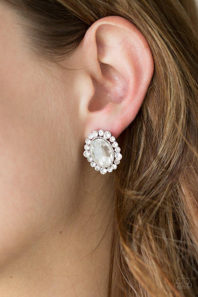 Hold Court - White Paparazzi Earrings - sofancyjewels