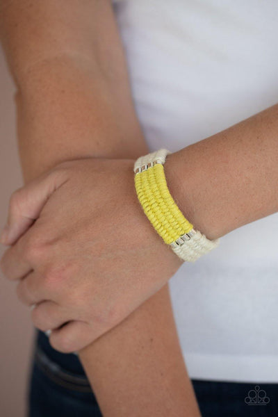 Hot Cross BUNGEE - Yellow Paparazzi Bracelet - sofancyjewels