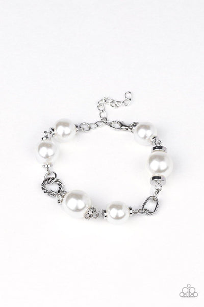 Boardroom Baller - White Paparazzi Bracelet - sofancyjewels