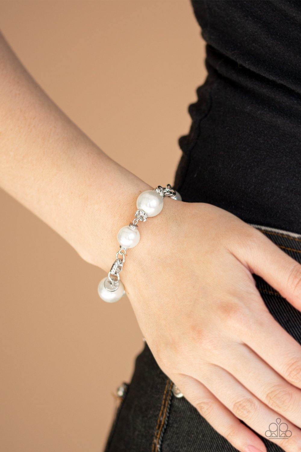 Boardroom Baller - White Paparazzi Bracelet - sofancyjewels