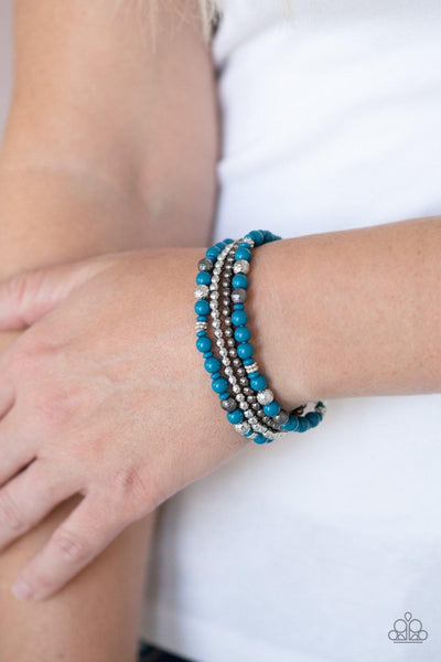 Stacked Style Maker - Blue Paparazzi Bracelet - sofancyjewels