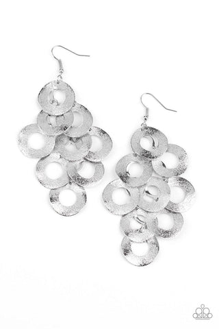 Scattered Shimmer - Silver Paparazzi Earrings - sofancyjewels