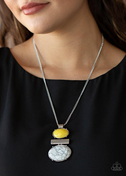 Finding Balance - Yellow Paparazzi Necklace - sofancyjewels