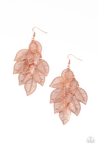 Limitlessly Leafy - Copper Paparazzi Earrings
