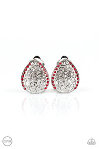 Garden Date - Red Paparazzi Clip-On Earrings