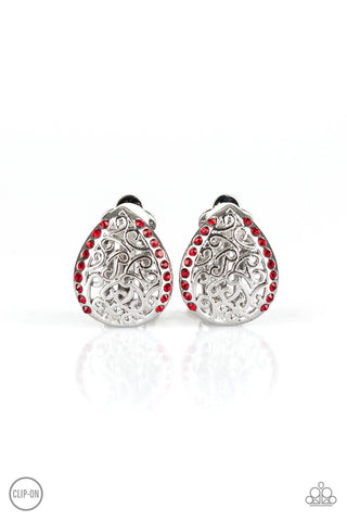 Garden Date - Red Paparazzi Clip-On Earrings