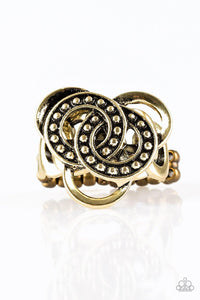 Dizzying Distraction Brass Paparazzi Ring - sofancyjewels