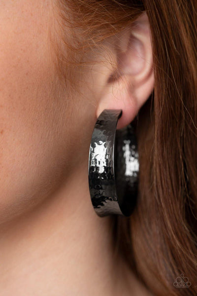 Fearlessly Flared Black Paparazzi Earrings - sofancyjewels