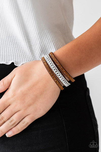 Rollin In Rhinestones Brown Paparazzi Bracelet - sofancyjewels