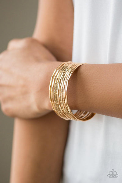 Sleek Shimmer Gold Paparazzi Bracelet - sofancyjewels