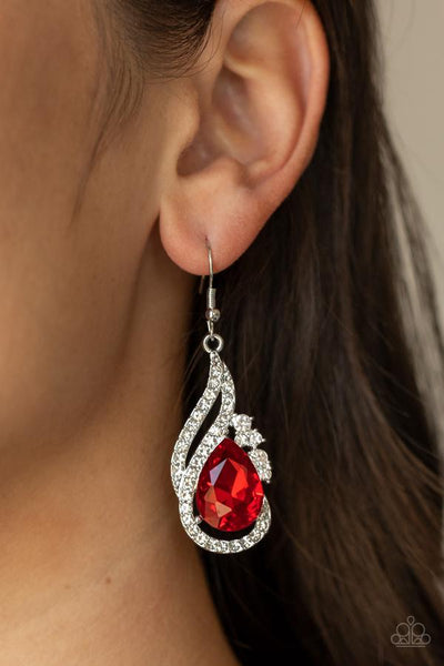 Dance Floor Diva - Red Paparazzi Earrings