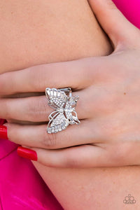 Fearless Flutter - White
butterfly Paparazzi Ring-Life of the Party