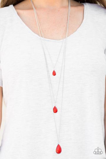 Paparazzi Mountain Tears - Red Teardrops - Necklace and matching Earrings