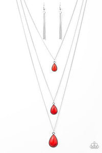 Paparazzi Mountain Tears - Red Teardrops - Necklace and matching Earrings