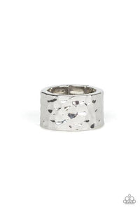 Self-Made Man - Silver - Thick Band Hammered Detail - Ring - Men's Collection