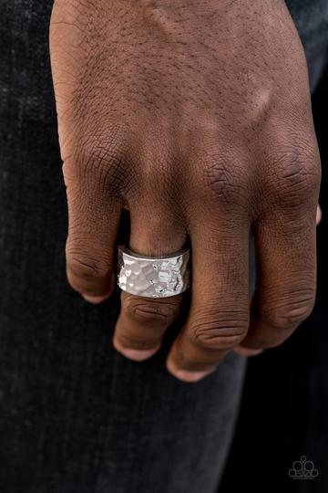 Self-Made Man - Silver - Thick Band Hammered Detail - Ring - Men's Collection
