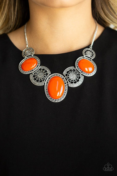 The Medallion-aire - Orange Paparazzi Necklace